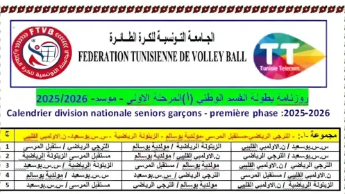 روزنامة المرحلة الأولى من البطولة الوطنية للكرة الطائرة